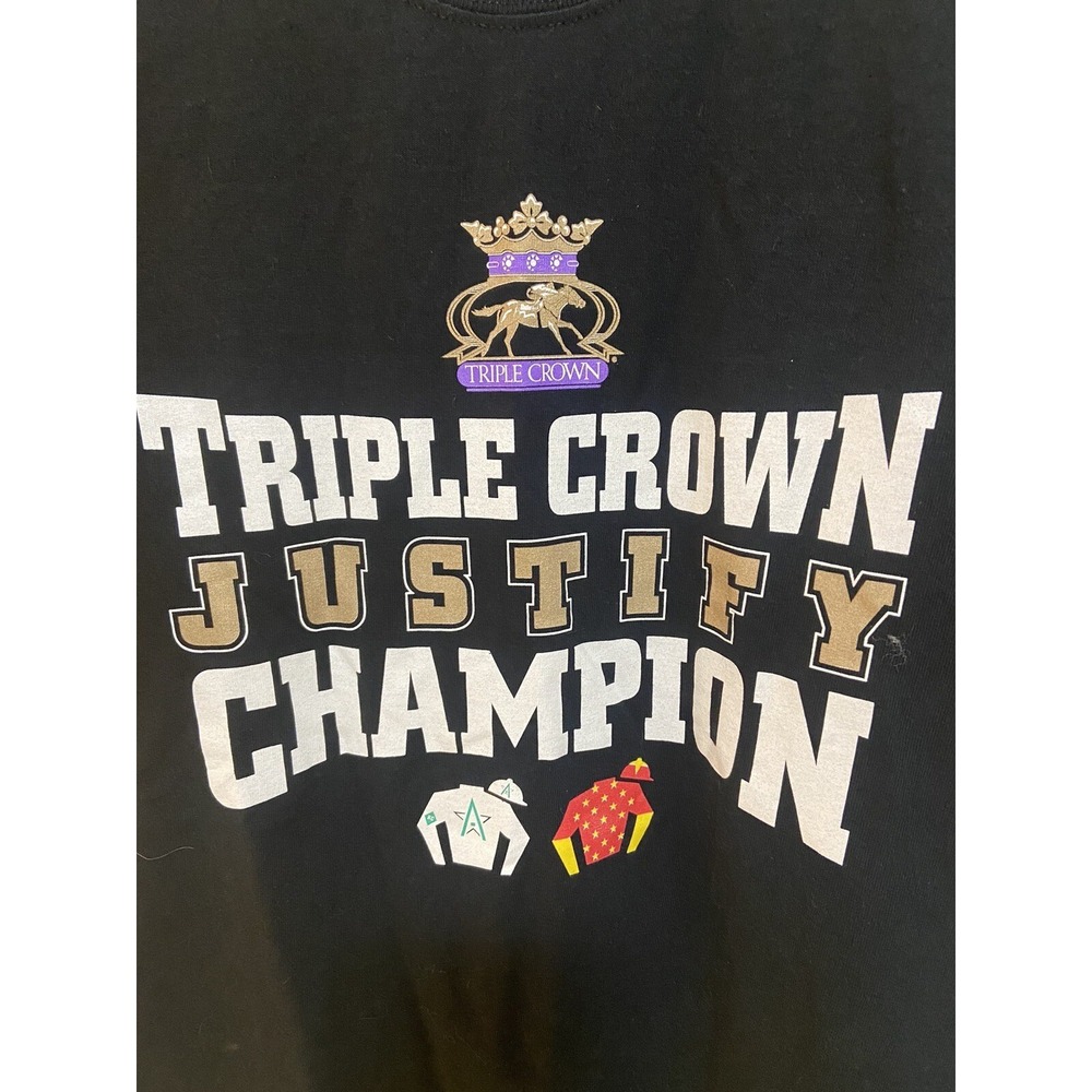 Kentucky Derby Triple Crown  2018 Justify Champion Gildan T-Shirt Size Large NWT